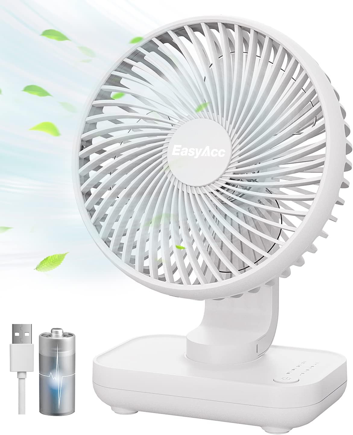 EasyAcc Akku-Ventilator, wiederaufladbarer USB-Tischventilator