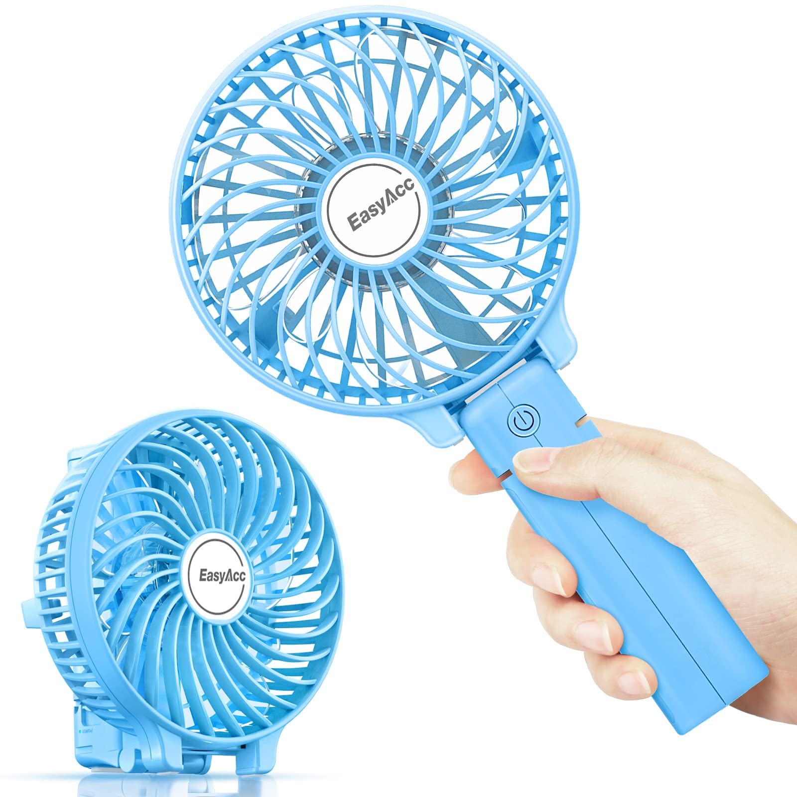 EasyAcc Mini Handheld Fan, USB Desk Fan Small Personal Portable Stroller Table Fan with Rechargeable Battery Operated Cooling Folding Electric Fan 3-10H Working Hours for Travel Office Outdoor