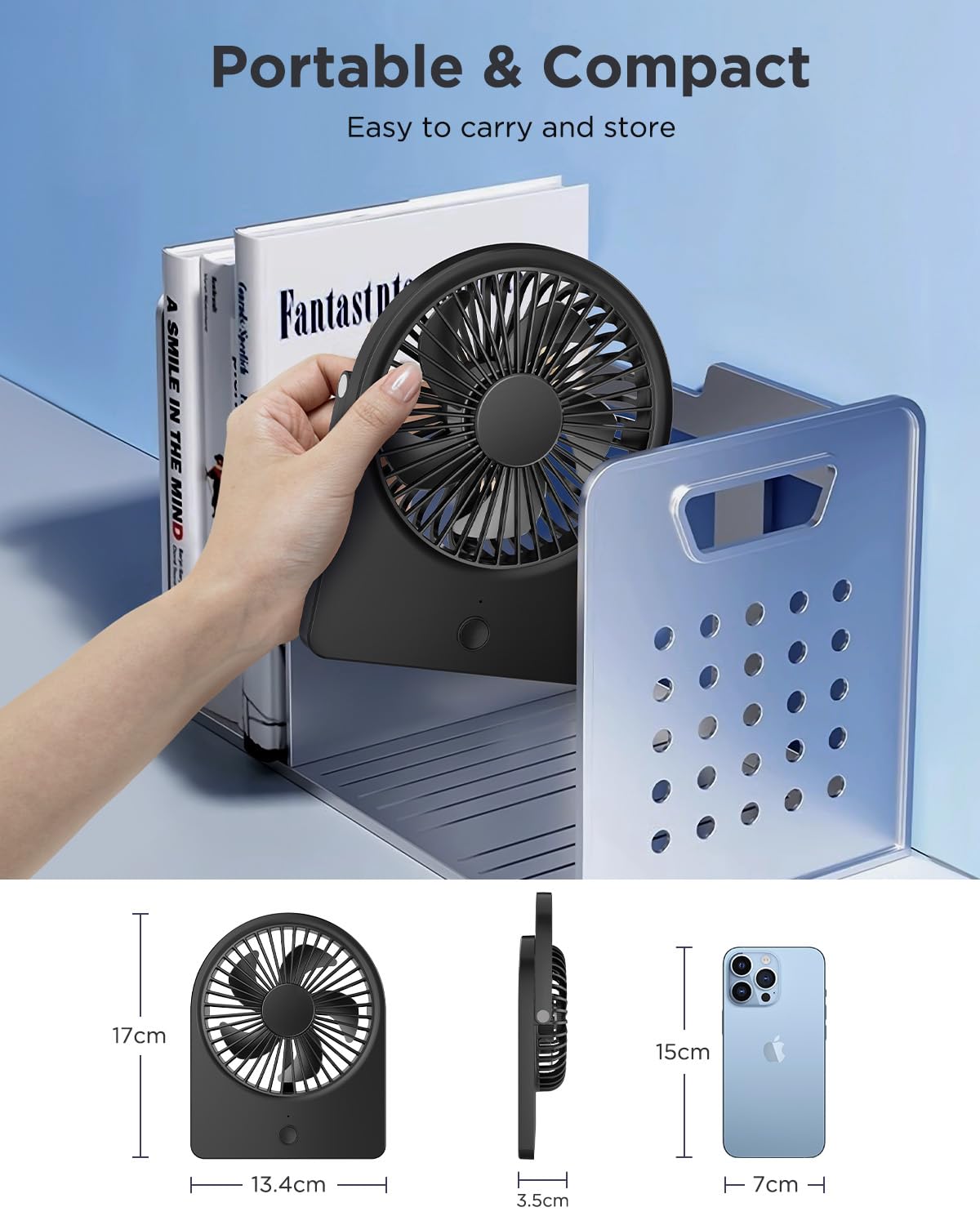 EasyAcc USB Desk Fan, USB Fan Silent Powerful