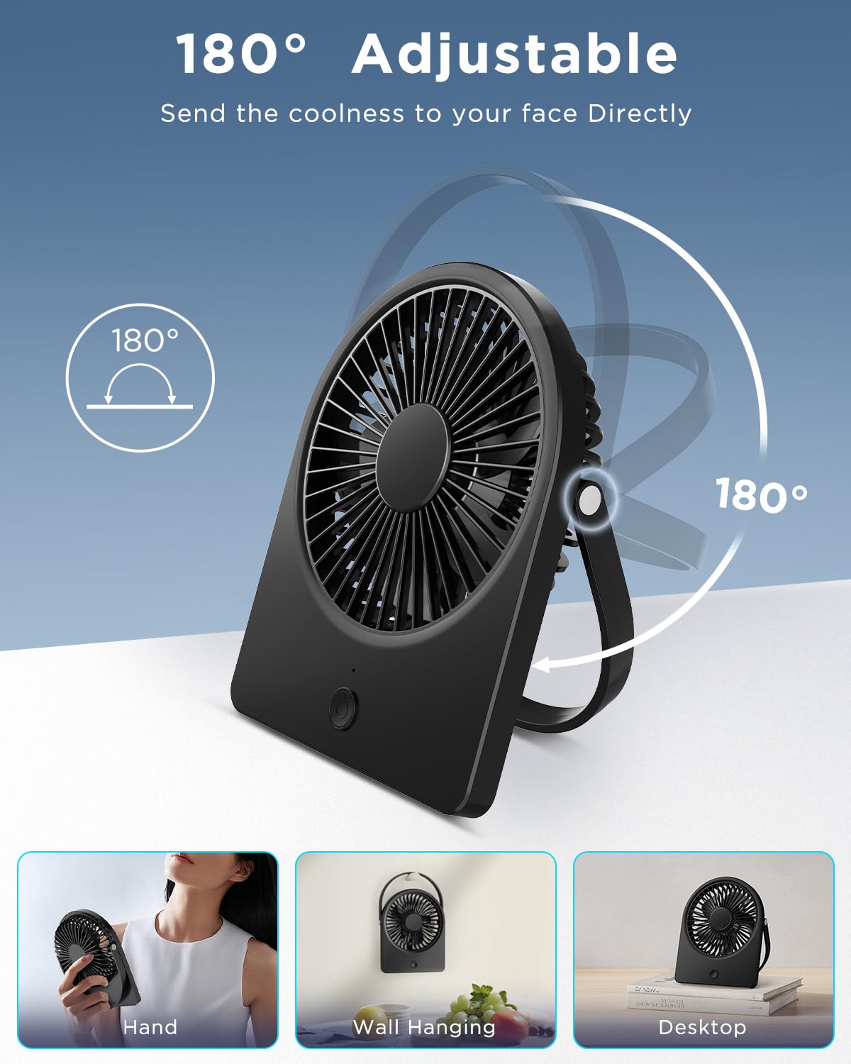 EasyAcc USB Desk Fan, USB Fan Silent Powerful